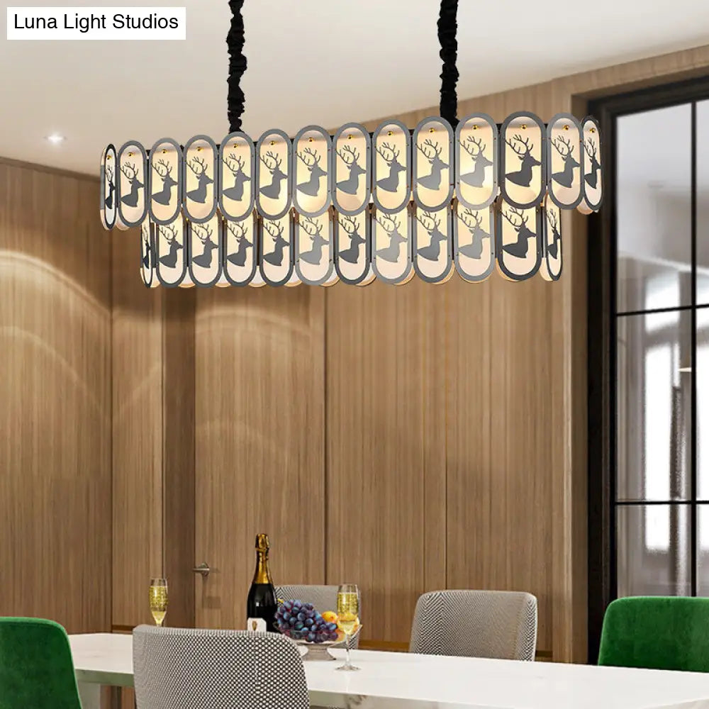 Lámpara de techo ovalada contemporánea DecorBites™ de níquel sobre isla - Lámpara colgante de cristal (10 luces)