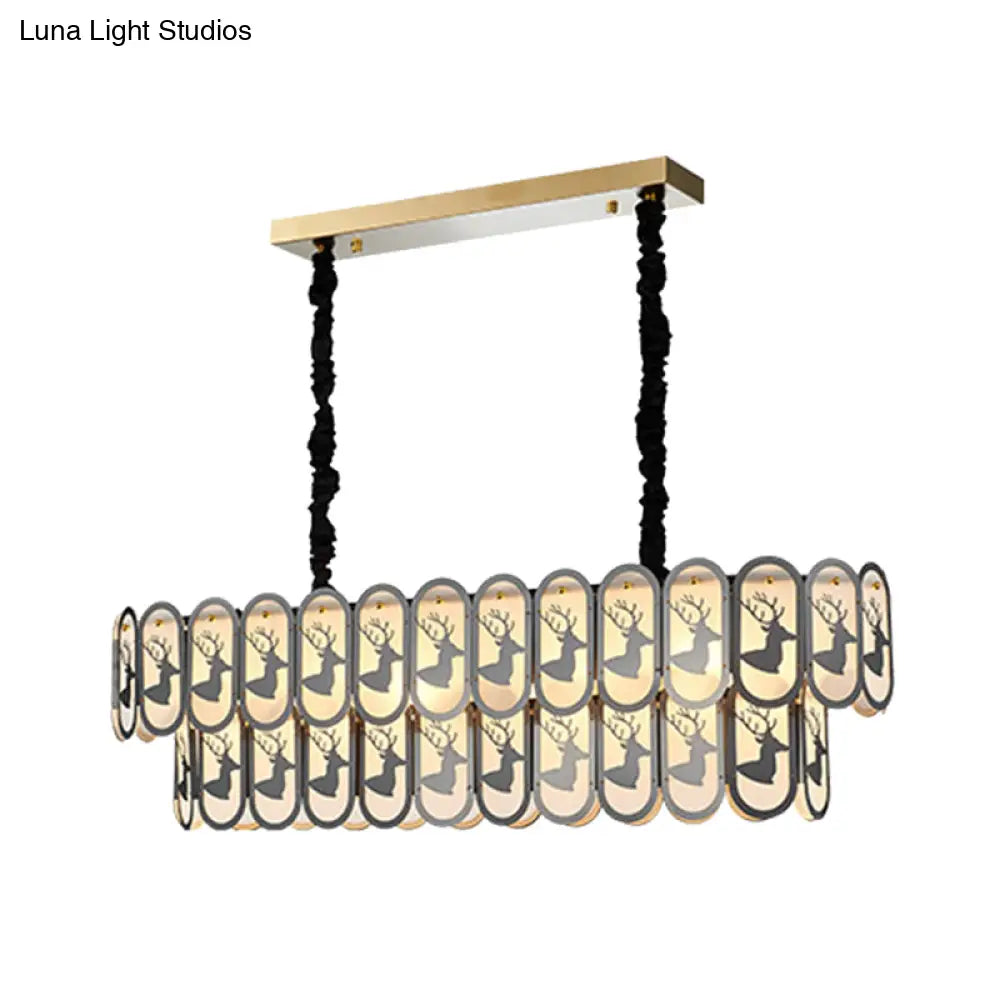 Lámpara de techo ovalada contemporánea DecorBites™ de níquel sobre isla - Lámpara colgante de cristal (10 luces)