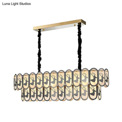 Lámpara de techo ovalada contemporánea DecorBites™ de níquel sobre isla - Lámpara colgante de cristal (10 luces)