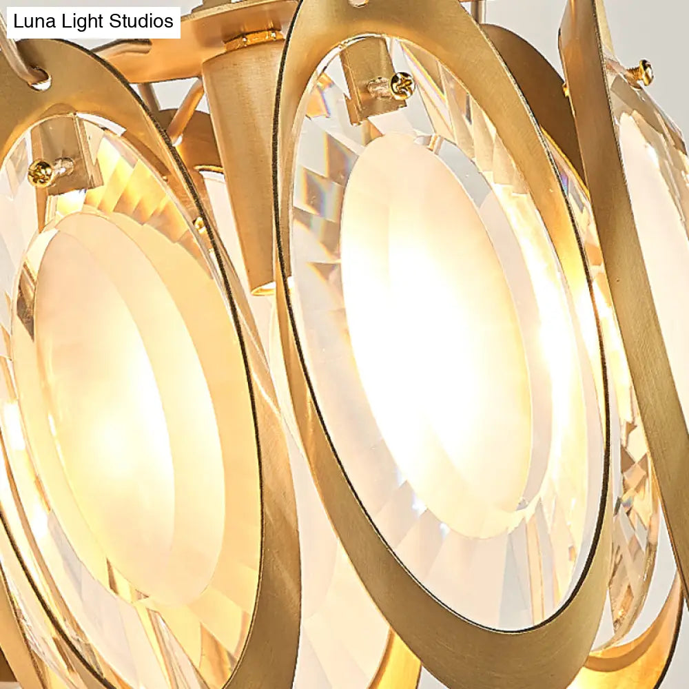 Aplique de pared ovalado contemporáneo DecorBites™ con decoración de cristal transparente - Lámpara metálica de 1 luz para sala de estar