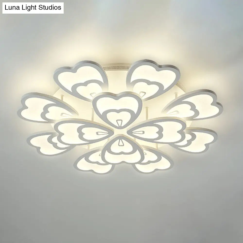 DecorBites™ DecorBites™ Contemporary Peacock Feather Acrylic Semi-Flush Light - LED Ceiling Mount Lamp with Blooming Warm/White Light (6/12/15 Heads)