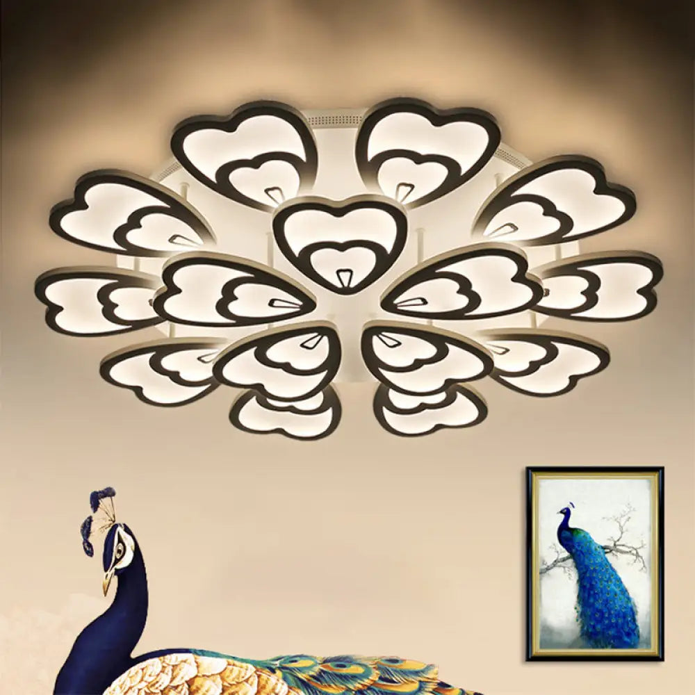 DecorBites™ DecorBites™ Contemporary Peacock Feather Acrylic Semi-Flush Light - LED Ceiling Mount Lamp with Blooming Warm/White Light (6/12/15 Heads)