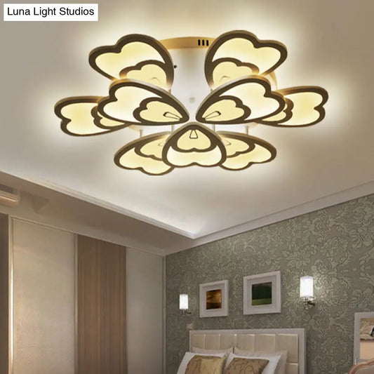 DecorBites™ DecorBites™ Contemporary Peacock Feather Acrylic Semi-Flush Light - LED Ceiling Mount Lamp with Blooming Warm/White Light (6/12/15 Heads)