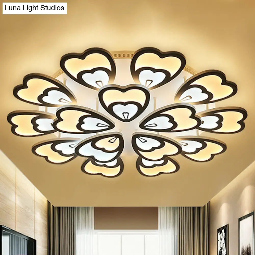 DecorBites™ DecorBites™ Contemporary Peacock Feather Acrylic Semi-Flush Light - LED Ceiling Mount Lamp with Blooming Warm/White Light (6/12/15 Heads)