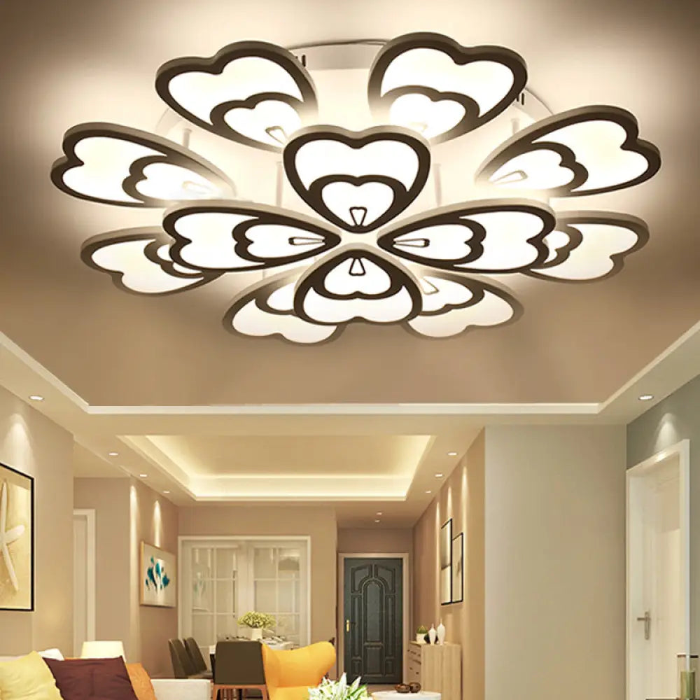 DecorBites™ DecorBites™ Contemporary Peacock Feather Acrylic Semi-Flush Light - LED Ceiling Mount Lamp with Blooming Warm/White Light (6/12/15 Heads)