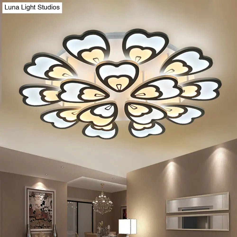 DecorBites™ DecorBites™ Contemporary Peacock Feather Acrylic Semi-Flush Light - LED Ceiling Mount Lamp with Blooming Warm/White Light (6/12/15 Heads)