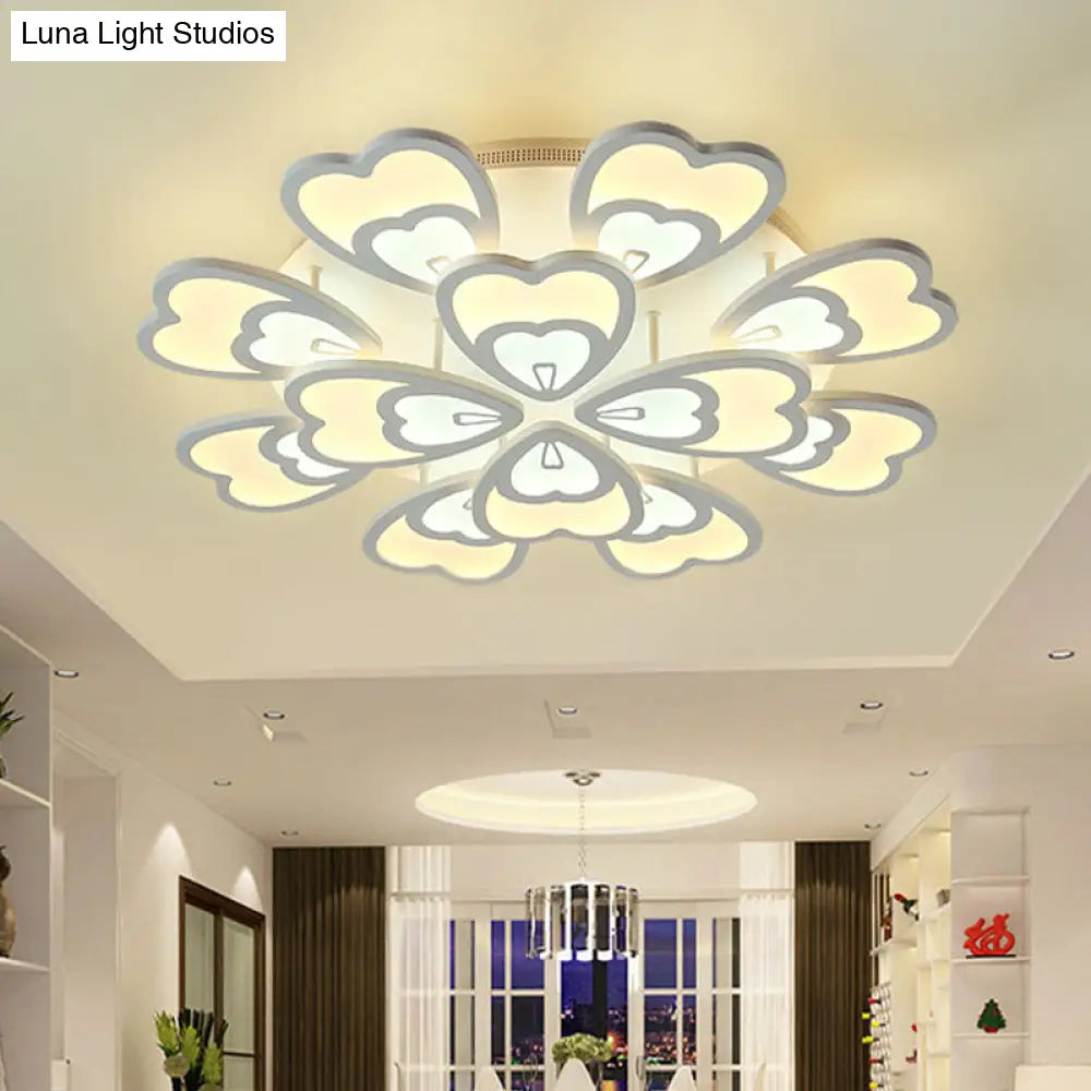 DecorBites™ DecorBites™ Contemporary Peacock Feather Acrylic Semi-Flush Light - LED Ceiling Mount Lamp with Blooming Warm/White Light (6/12/15 Heads)
