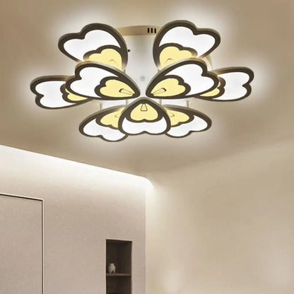 DecorBites™ DecorBites™ Contemporary Peacock Feather Acrylic Semi-Flush Light - LED Ceiling Mount Lamp with Blooming Warm/White Light (6/12/15 Heads)