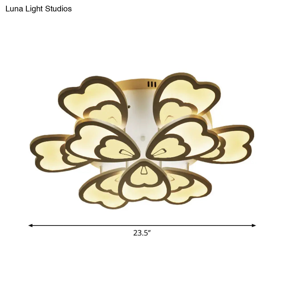 DecorBites™ DecorBites™ Contemporary Peacock Feather Acrylic Semi-Flush Light - LED Ceiling Mount Lamp with Blooming Warm/White Light (6/12/15 Heads)