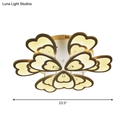 DecorBites™ DecorBites™ Contemporary Peacock Feather Acrylic Semi-Flush Light - LED Ceiling Mount Lamp with Blooming Warm/White Light (6/12/15 Heads)