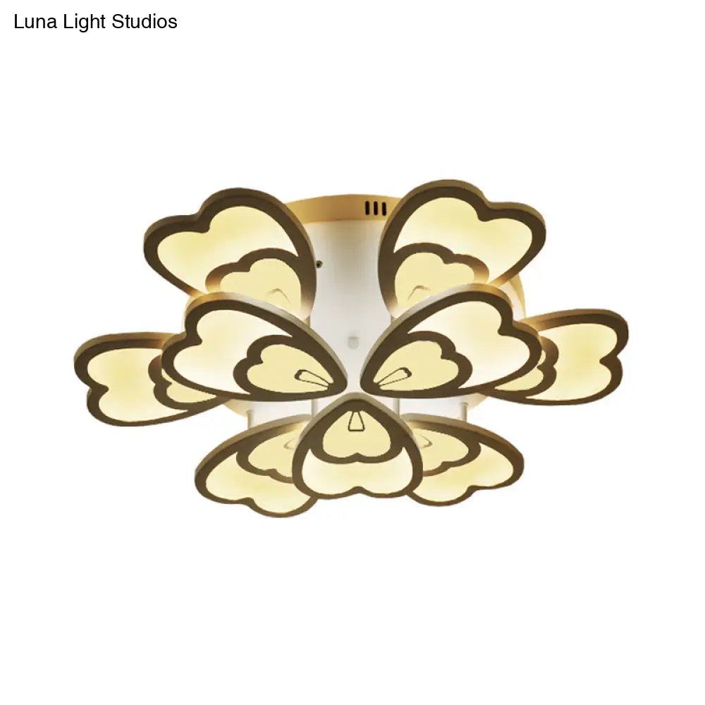 DecorBites™ DecorBites™ Contemporary Peacock Feather Acrylic Semi-Flush Light - LED Ceiling Mount Lamp with Blooming Warm/White Light (6/12/15 Heads)