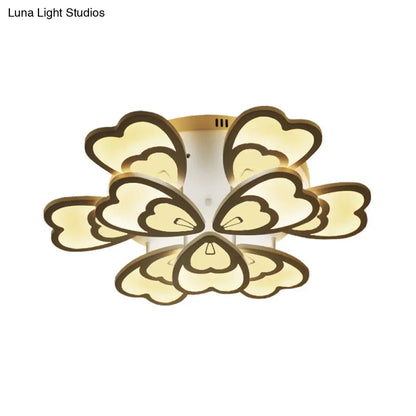 DecorBites™ DecorBites™ Contemporary Peacock Feather Acrylic Semi-Flush Light - LED Ceiling Mount Lamp with Blooming Warm/White Light (6/12/15 Heads)