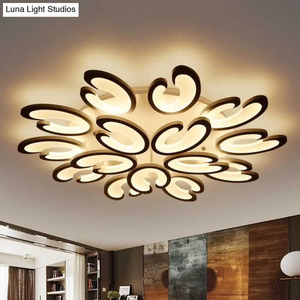DecorBites™ DecorBites™ Contemporary Petal Semi Flush Chandelier: Acrylic 6/9/15-Bulb Ceiling Mount Light for Living Rooms in Warm/White Light