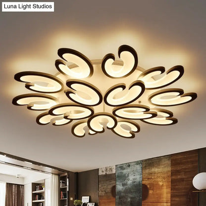 DecorBites™ DecorBites™ Contemporary Petal Semi Flush Chandelier: Acrylic 6/9/15-Bulb Ceiling Mount Light for Living Rooms in Warm/White Light