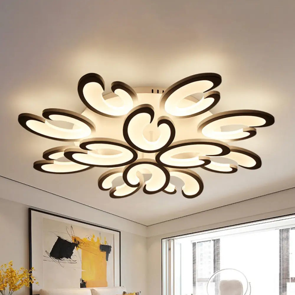 DecorBites™ DecorBites™ Contemporary Petal Semi Flush Chandelier: Acrylic 6/9/15-Bulb Ceiling Mount Light for Living Rooms in Warm/White Light