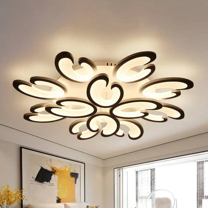 DecorBites™ DecorBites™ Contemporary Petal Semi Flush Chandelier: Acrylic 6/9/15-Bulb Ceiling Mount Light for Living Rooms in Warm/White Light