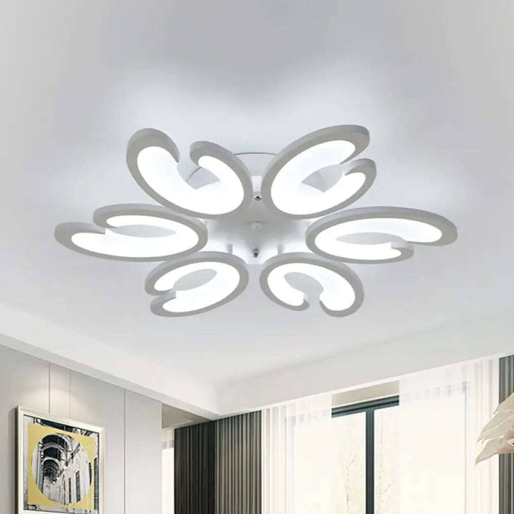 DecorBites™ DecorBites™ Contemporary Petal Semi Flush Chandelier: Acrylic 6/9/15-Bulb Ceiling Mount Light for Living Rooms in Warm/White Light