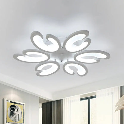 DecorBites™ DecorBites™ Contemporary Petal Semi Flush Chandelier: Acrylic 6/9/15-Bulb Ceiling Mount Light for Living Rooms in Warm/White Light