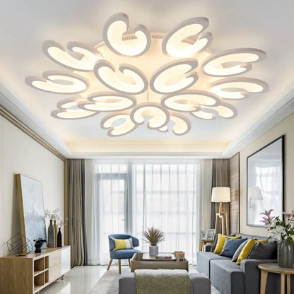 DecorBites™ DecorBites™ Contemporary Petal Semi Flush Chandelier: Acrylic 6/9/15-Bulb Ceiling Mount Light for Living Rooms in Warm/White Light