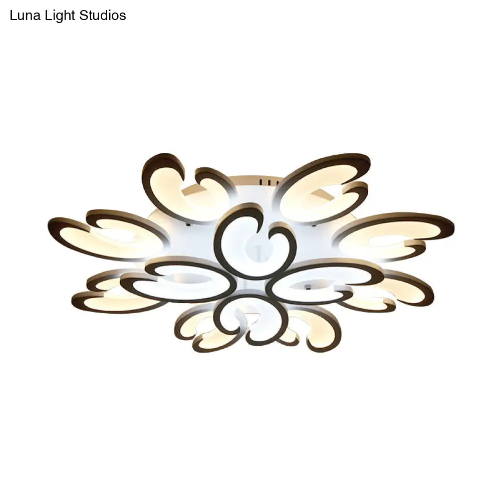DecorBites™ DecorBites™ Contemporary Petal Semi Flush Chandelier: Acrylic 6/9/15-Bulb Ceiling Mount Light for Living Rooms in Warm/White Light