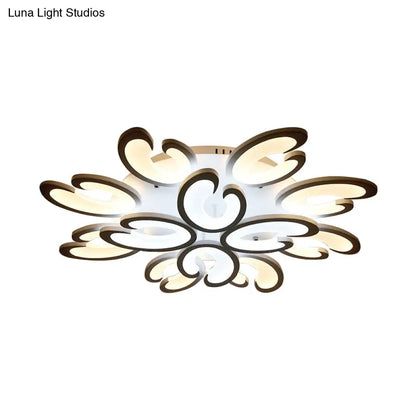 DecorBites™ DecorBites™ Contemporary Petal Semi Flush Chandelier: Acrylic 6/9/15-Bulb Ceiling Mount Light for Living Rooms in Warm/White Light