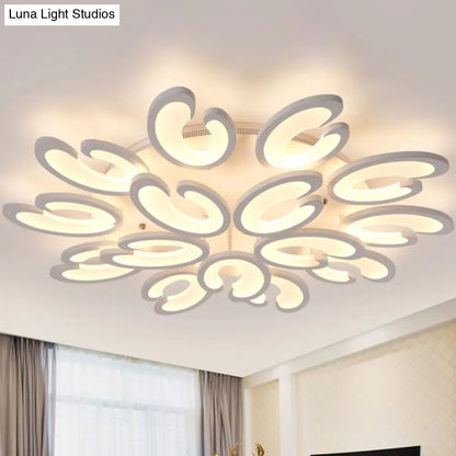 DecorBites™ DecorBites™ Contemporary Petal Semi Flush Chandelier: Acrylic 6/9/15-Bulb Ceiling Mount Light for Living Rooms in Warm/White Light