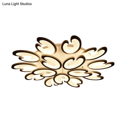 DecorBites™ DecorBites™ Contemporary Petal Semi Flush Chandelier: Acrylic 6/9/15-Bulb Ceiling Mount Light for Living Rooms in Warm/White Light