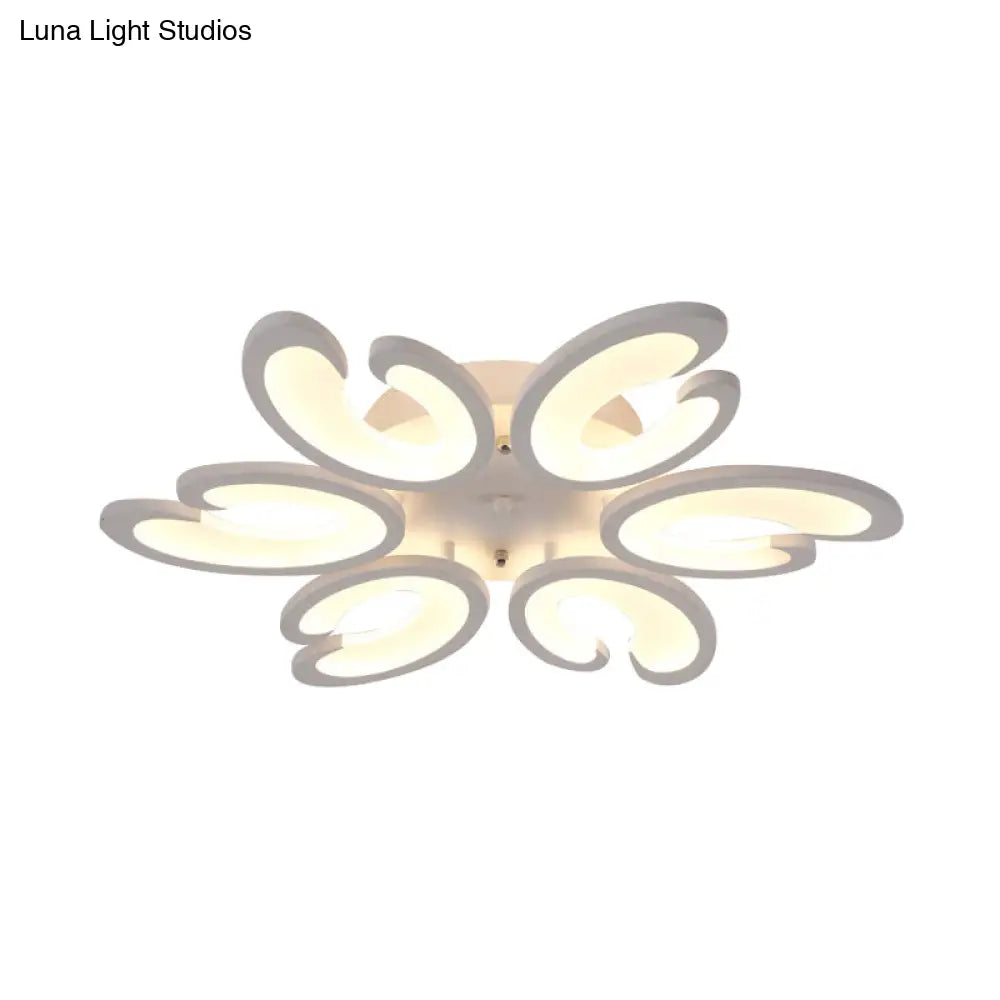 DecorBites™ DecorBites™ Contemporary Petal Semi Flush Chandelier: Acrylic 6/9/15-Bulb Ceiling Mount Light for Living Rooms in Warm/White Light