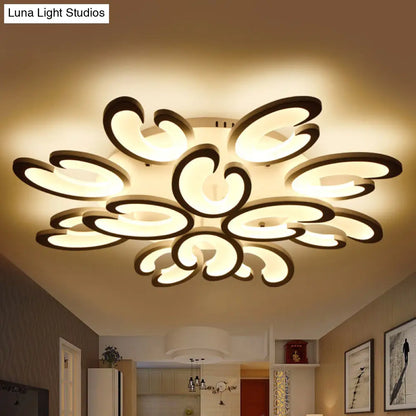 DecorBites™ DecorBites™ Contemporary Petal Semi Flush Chandelier: Acrylic 6/9/15-Bulb Ceiling Mount Light for Living Rooms in Warm/White Light