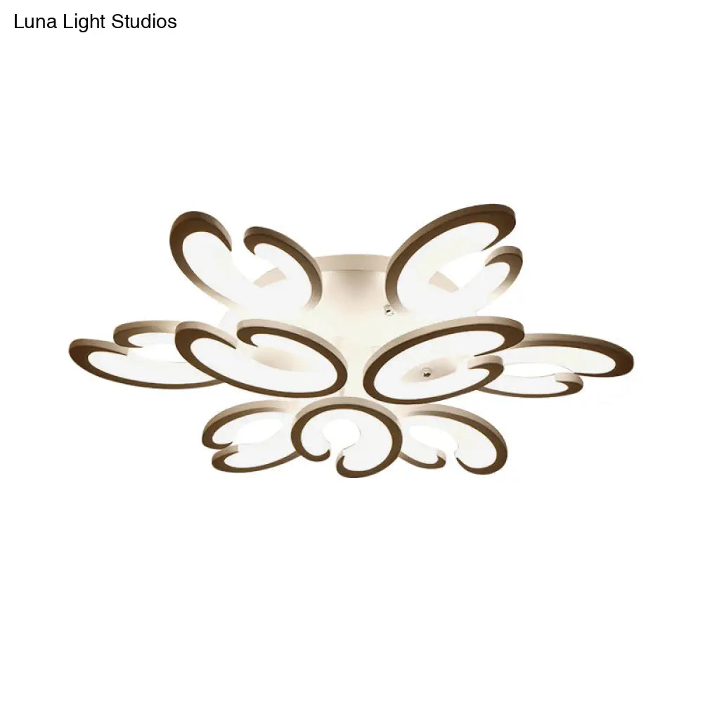 DecorBites™ DecorBites™ Contemporary Petal Semi Flush Chandelier: Acrylic 6/9/15-Bulb Ceiling Mount Light for Living Rooms in Warm/White Light