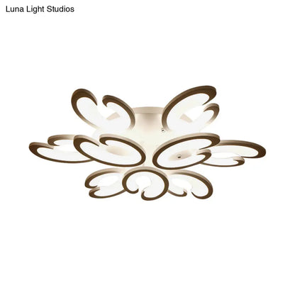 DecorBites™ DecorBites™ Contemporary Petal Semi Flush Chandelier: Acrylic 6/9/15-Bulb Ceiling Mount Light for Living Rooms in Warm/White Light