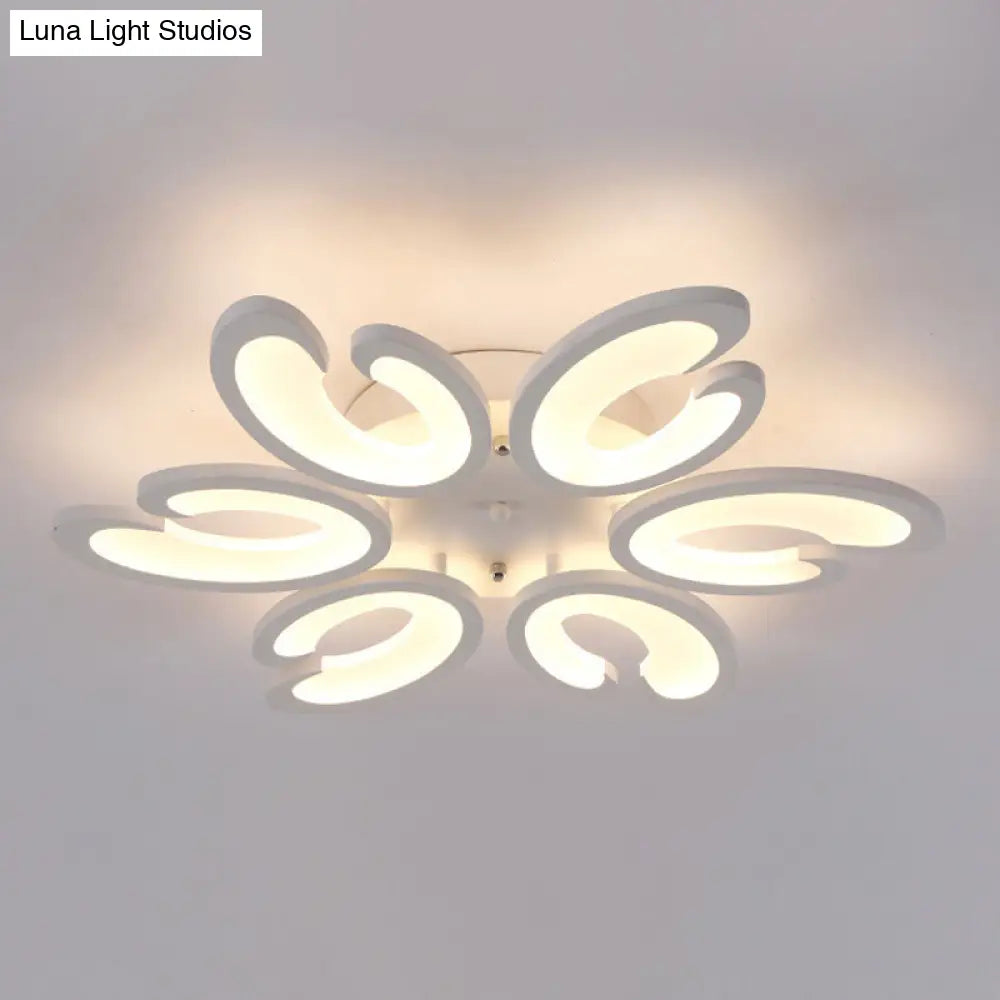 DecorBites™ DecorBites™ Contemporary Petal Semi Flush Chandelier: Acrylic 6/9/15-Bulb Ceiling Mount Light for Living Rooms in Warm/White Light