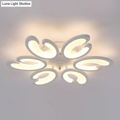 DecorBites™ DecorBites™ Contemporary Petal Semi Flush Chandelier: Acrylic 6/9/15-Bulb Ceiling Mount Light for Living Rooms in Warm/White Light