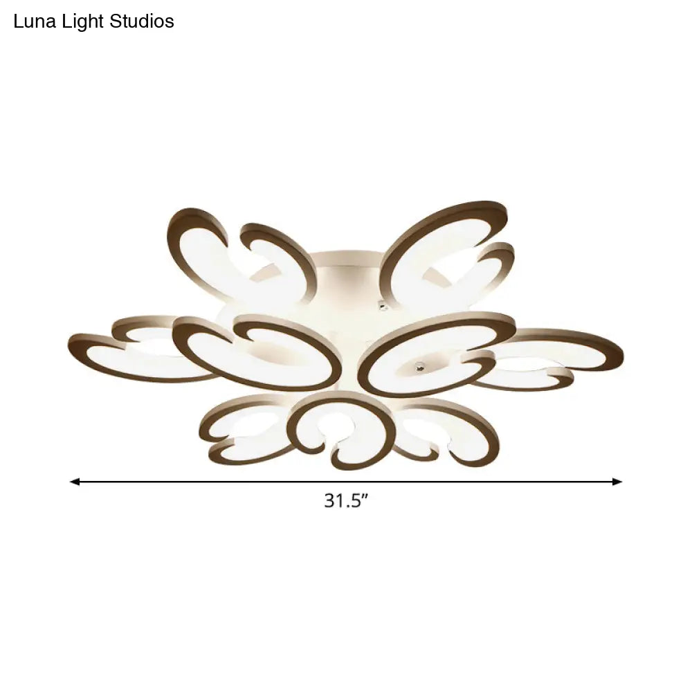 DecorBites™ DecorBites™ Contemporary Petal Semi Flush Chandelier: Acrylic 6/9/15-Bulb Ceiling Mount Light for Living Rooms in Warm/White Light