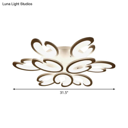 DecorBites™ DecorBites™ Contemporary Petal Semi Flush Chandelier: Acrylic 6/9/15-Bulb Ceiling Mount Light for Living Rooms in Warm/White Light