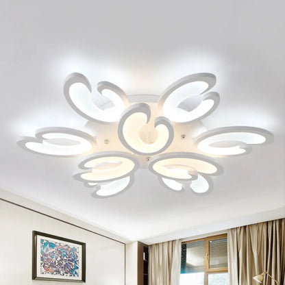 DecorBites™ DecorBites™ Contemporary Petal Semi Flush Chandelier: Acrylic 6/9/15-Bulb Ceiling Mount Light for Living Rooms in Warm/White Light