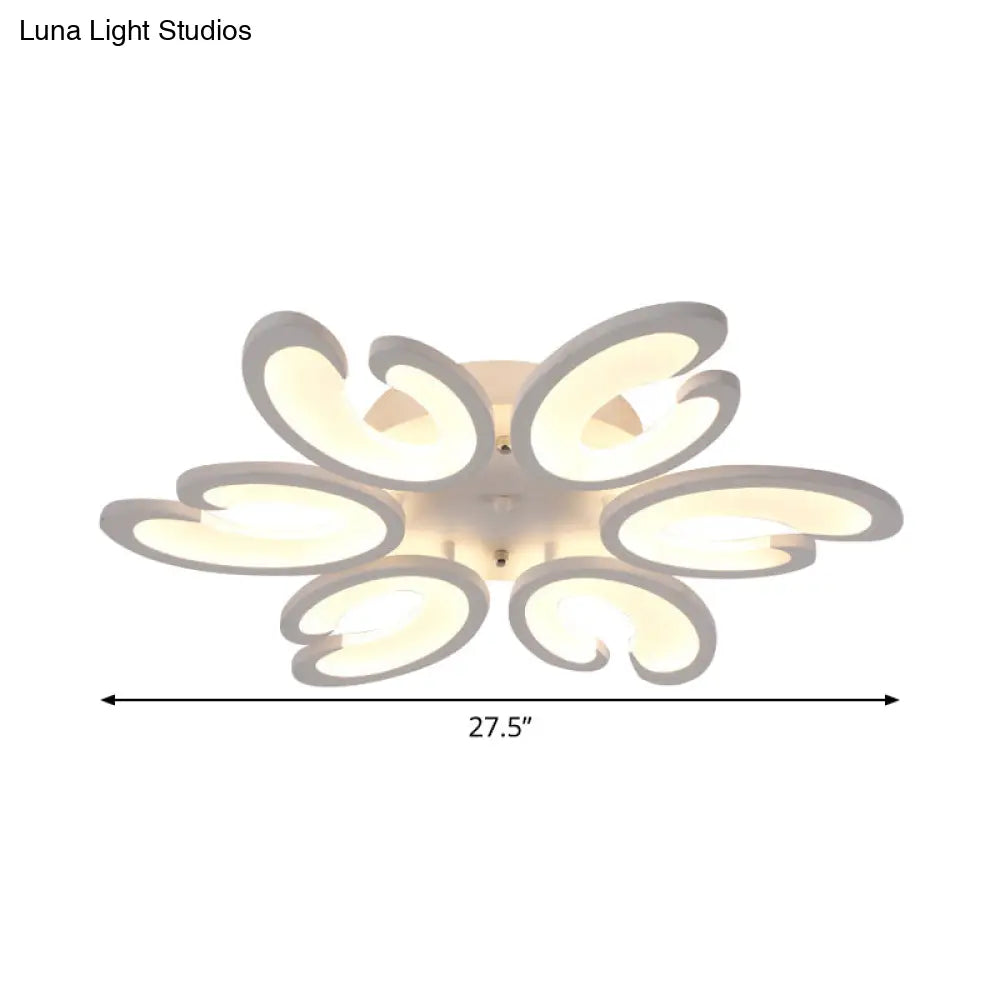 DecorBites™ DecorBites™ Contemporary Petal Semi Flush Chandelier: Acrylic 6/9/15-Bulb Ceiling Mount Light for Living Rooms in Warm/White Light