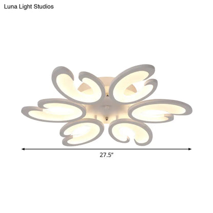 DecorBites™ DecorBites™ Contemporary Petal Semi Flush Chandelier: Acrylic 6/9/15-Bulb Ceiling Mount Light for Living Rooms in Warm/White Light