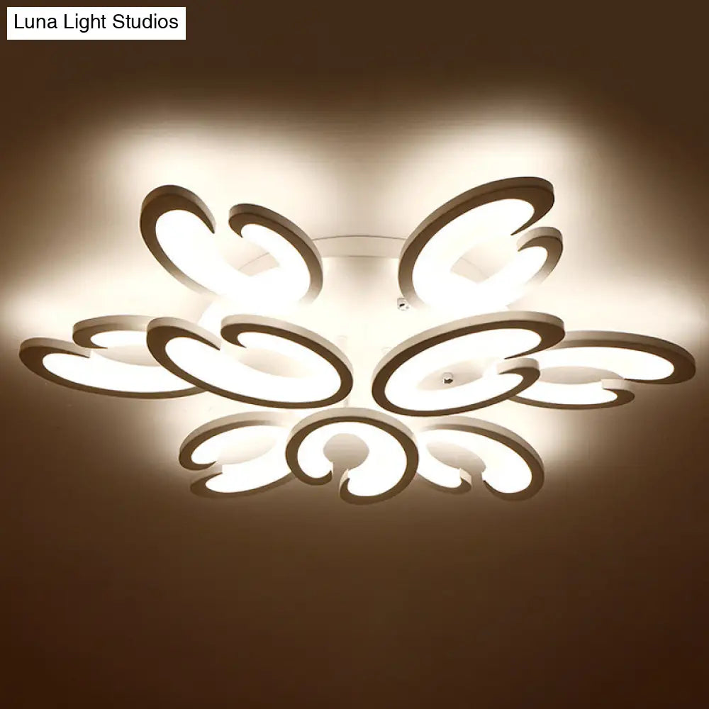 DecorBites™ DecorBites™ Contemporary Petal Semi Flush Chandelier: Acrylic 6/9/15-Bulb Ceiling Mount Light for Living Rooms in Warm/White Light