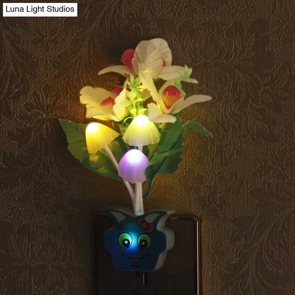 مصباح حائط ليلي عصري من البلاستيك على شكل زهرة مزهرة - مصباح ليلي LED أصفر/وردي/خوخي مع قابس