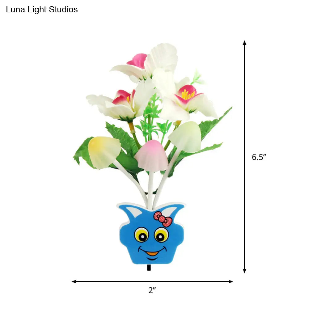 مصباح حائط ليلي عصري من البلاستيك على شكل زهرة مزهرة - مصباح ليلي LED أصفر/وردي/خوخي مع قابس
