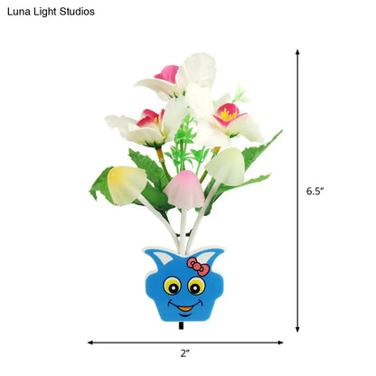 مصباح حائط ليلي عصري من البلاستيك على شكل زهرة مزهرة - مصباح ليلي LED أصفر/وردي/خوخي مع قابس