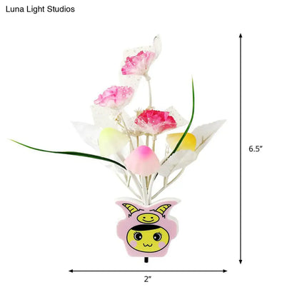 مصباح حائط ليلي عصري من البلاستيك على شكل زهرة مزهرة - مصباح ليلي LED أصفر/وردي/خوخي مع قابس