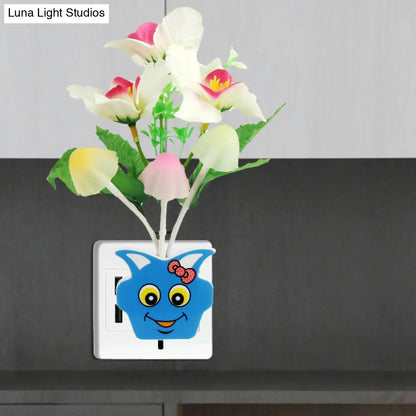 مصباح حائط ليلي عصري من البلاستيك على شكل زهرة مزهرة - مصباح ليلي LED أصفر/وردي/خوخي مع قابس