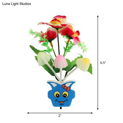 مصباح حائط ليلي عصري من البلاستيك على شكل زهرة مزهرة - مصباح ليلي LED أصفر/وردي/خوخي مع قابس