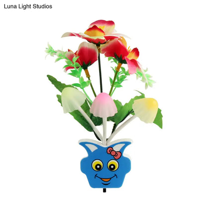 مصباح حائط ليلي عصري من البلاستيك على شكل زهرة مزهرة - مصباح ليلي LED أصفر/وردي/خوخي مع قابس