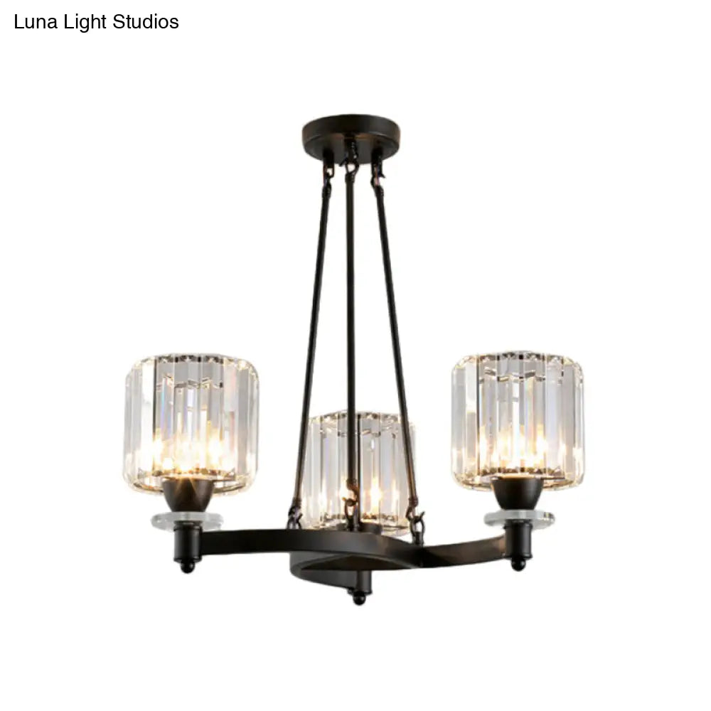 ثريا كريستالية منشورية معاصرة - أسود/ذهبي - مصباح معلق 3/6/8 رؤوس لسقف غرفة الطعام