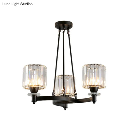 ثريا كريستالية منشورية معاصرة - أسود/ذهبي - مصباح معلق 3/6/8 رؤوس لسقف غرفة الطعام