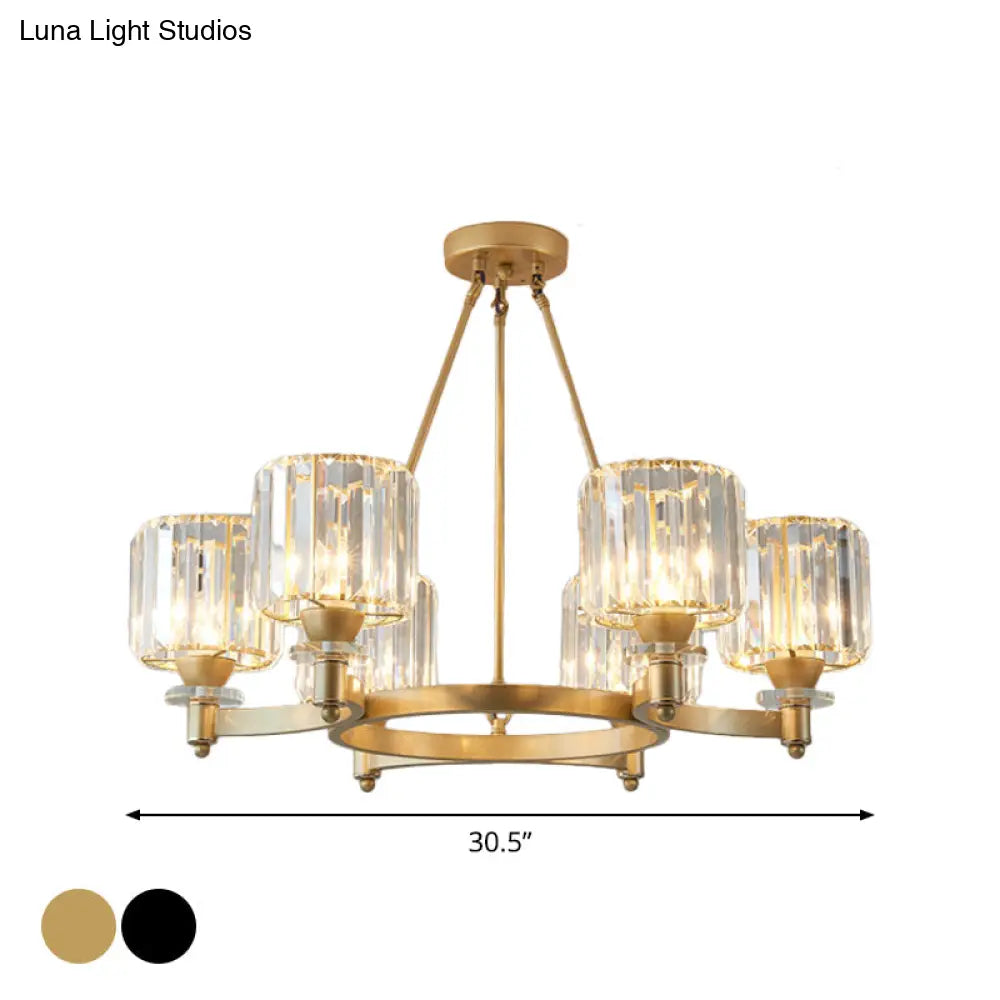 ثريا كريستالية منشورية معاصرة - أسود/ذهبي - مصباح معلق 3/6/8 رؤوس لسقف غرفة الطعام