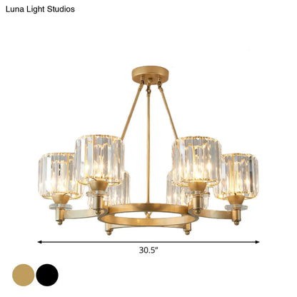 ثريا كريستالية منشورية معاصرة - أسود/ذهبي - مصباح معلق 3/6/8 رؤوس لسقف غرفة الطعام